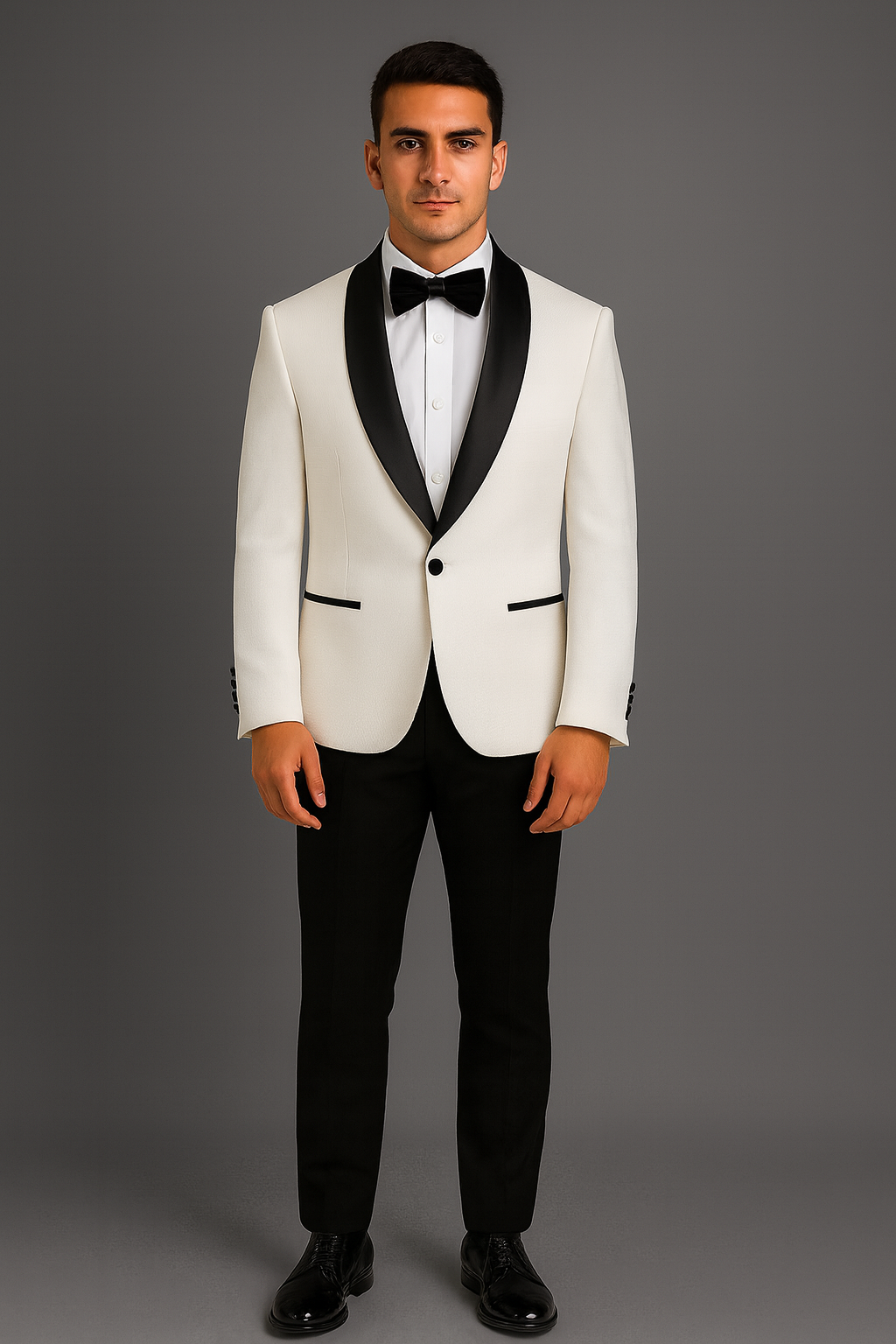 Vitali Tuxedo – Men’s Slim Fit Off-white & Black Shawl Lapel