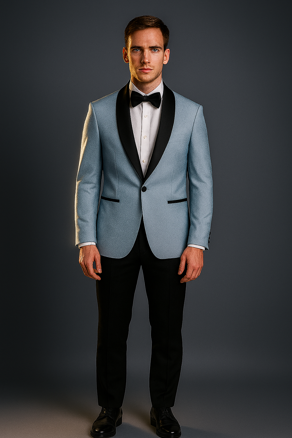 Vitali Tuxedo – Men’s Slim Fit Powder & Black Shawl Lapel