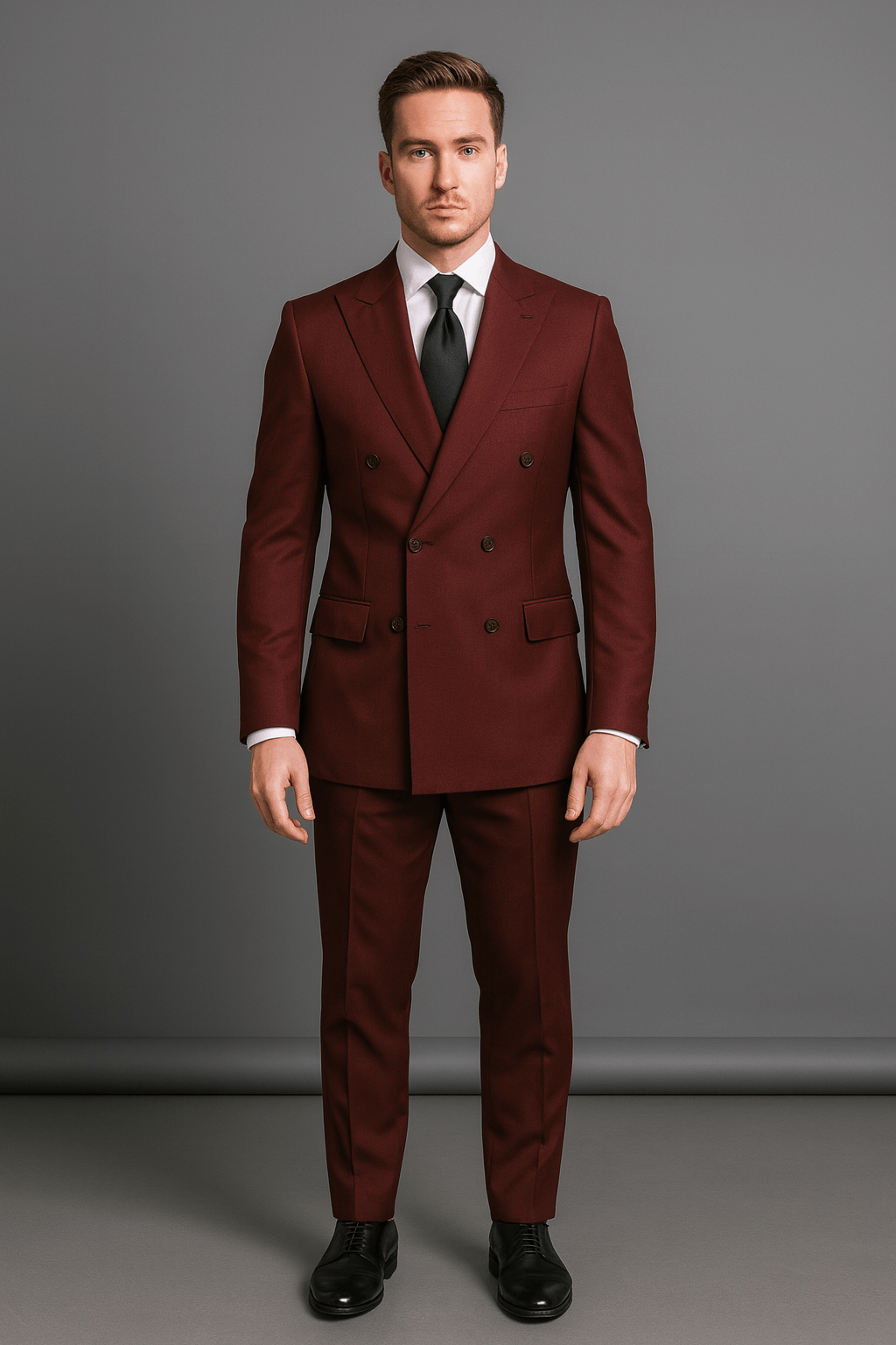 Vitali Suit – Men’s Double-Breasted Burgundy