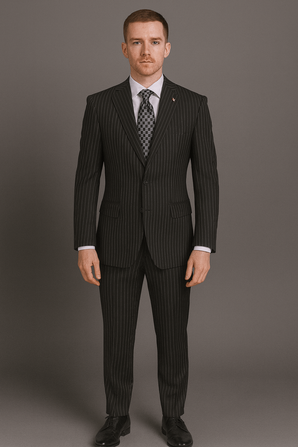 Vitali Suit – Men’s Pinstripe Modern Fit Black