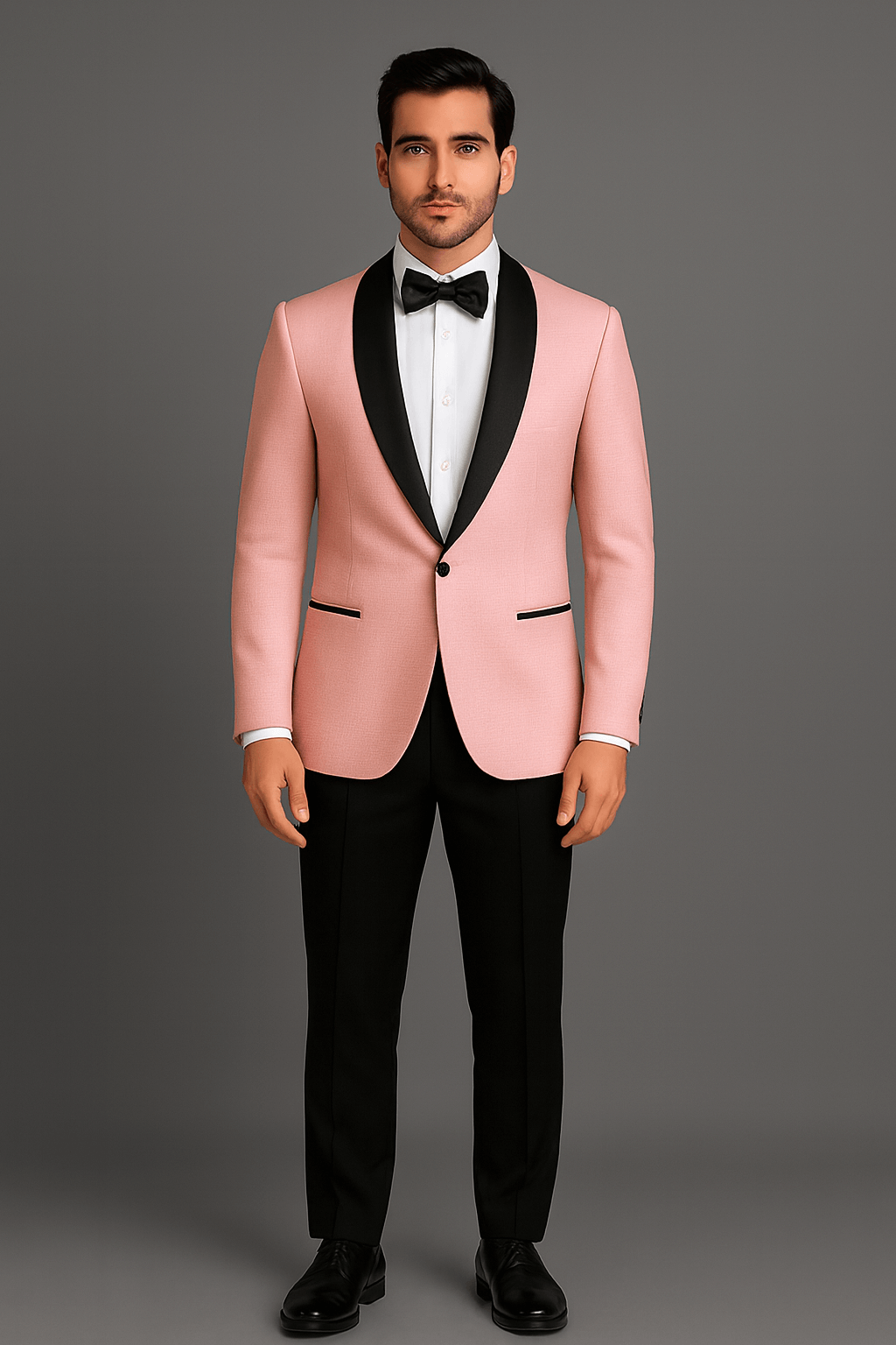 Vitali Tuxedo – Men’s Slim Fit Pink & Black Shawl Lapel